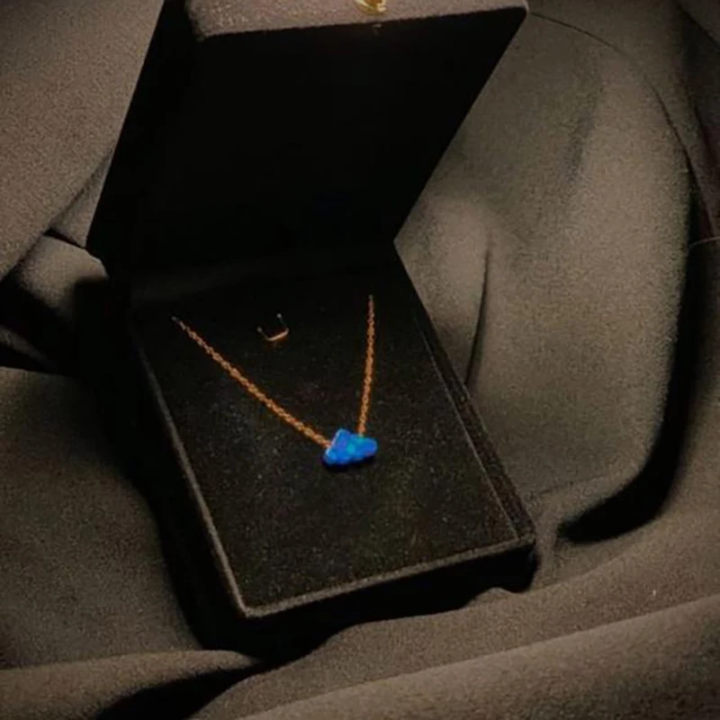 Темно-голубой опал Подвески Опал облака ожерелья для женщин девочка Золото