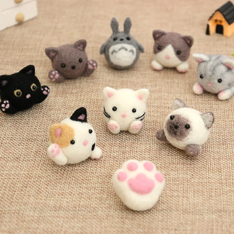9 шт. один пакет DIY ручной работы кошка животных шерсть иглы фетр подарок ручной работы для друзей детей