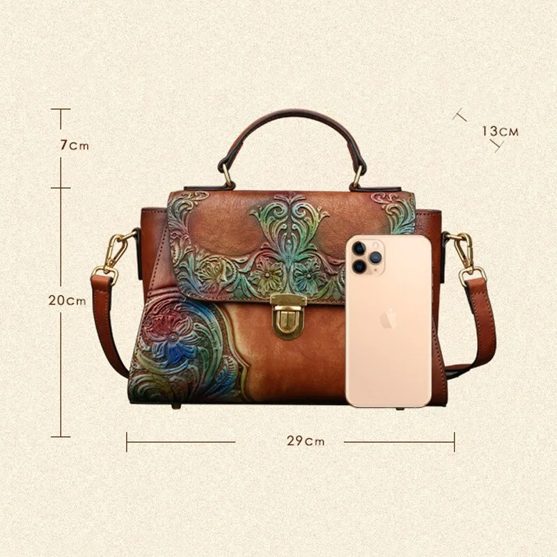

Bestform 2021 Summer New Bag Women First Layer Cow Leather Luxury Handbag Vintage Handmade Embossed Shoulder Messenger Bags