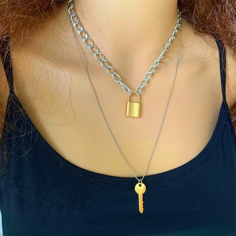 Двухслойная подвеска с замком и для влюбленных новинка золотым ожерелье женщин