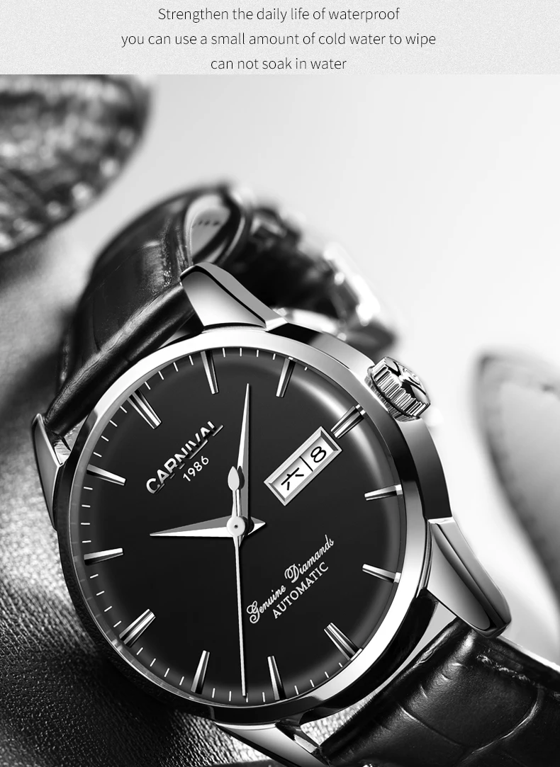 Karneval Mechanische Uhren Mode Automatische Uhr myanner 30 м вассердихт Herren Uhr винтажный Lederband Armbanduhr kol saati