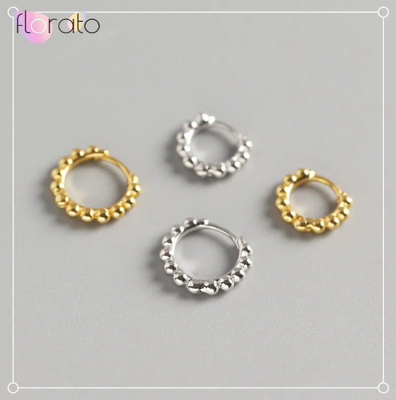 Серьги кольца женские из серебра 925 пробы с круглыми бусинами|Серьги-кольца| |