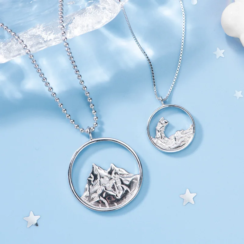 Полые горы и море Кулон Пара Ожерелье 2020 мода новый серебряный цвет мужчины