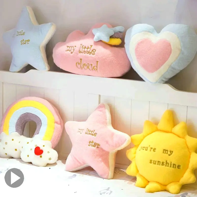 

Washable Rainbow Star Sun Pillow Stuffed Ice Cream Color Heart Girly Sofa Back Cushion Sweet Gift gift for Her