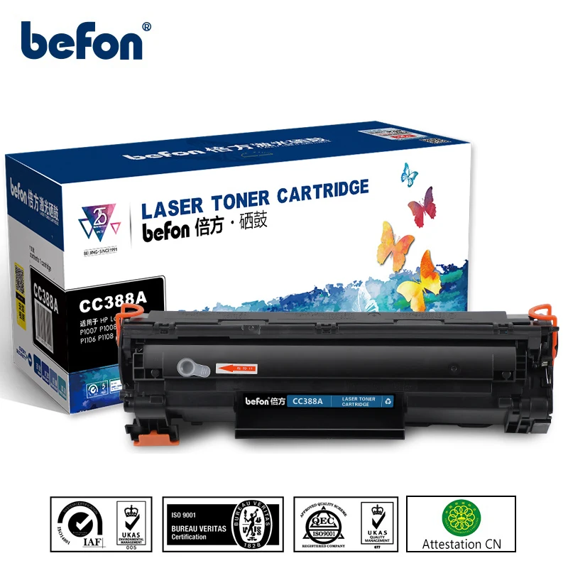 befon Compatible 388A Toner Cartridge Replacement for HP CC388A 38A P1007 P1008 P1106 P1108 M1136 M1213NF M1216NFH M126A M126NW