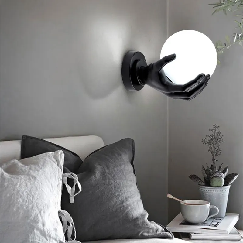 

LED Modern Hand Ball Sconce Wall Lamp Bedside Bedroom Stair Corridor Porch Nordic Home Light Fixtures Hallway Aisle Wall Light