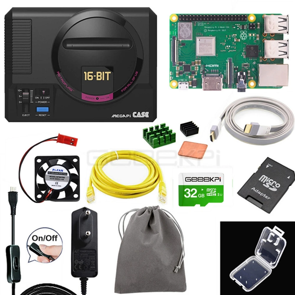 Case Raspberry Kit GeeekPi! Retroflag MEGAPi чехол/игровой контроллер функциональная кнопка для Raspberry Pi 3 B Plus(3B+)/3B/2B - Цвет: Case Raspberry Kit