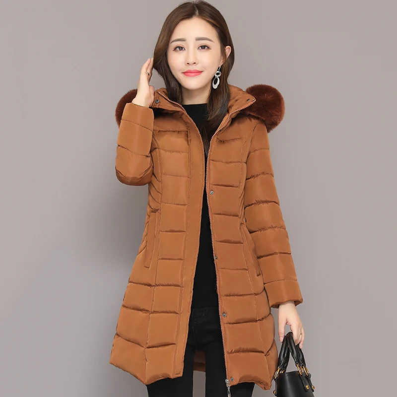 Winter Jacket Women Hooded With Fur Collar Female Long Parka Slim Cotton Padded Coat