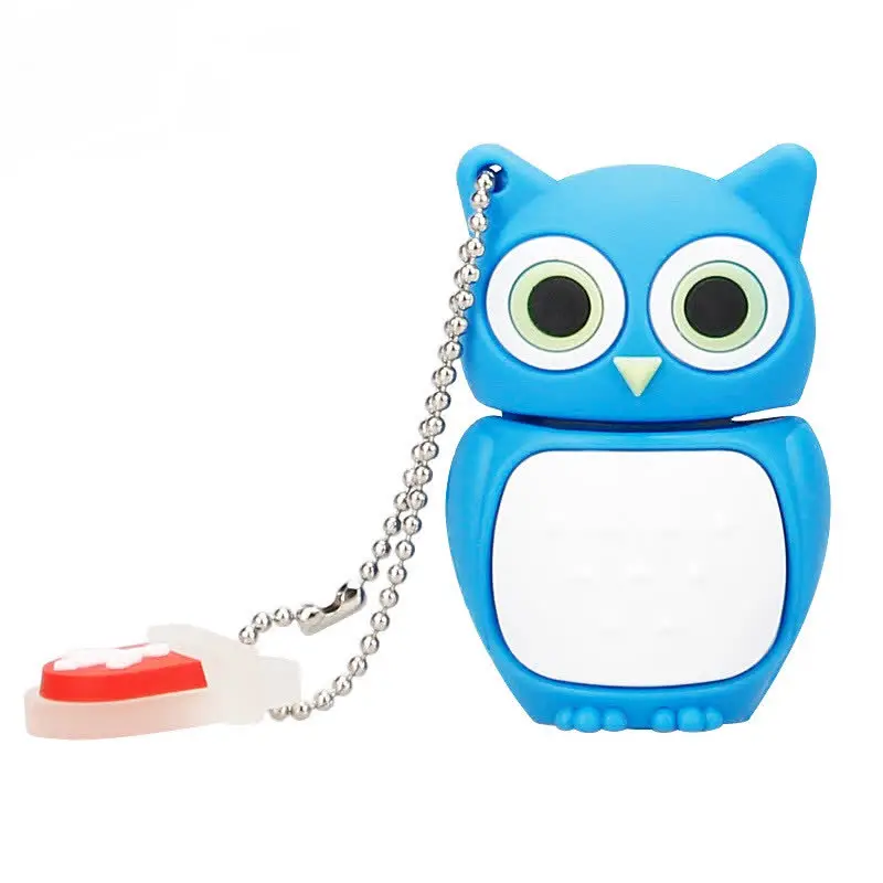 blue USB флеш-накопитель с милыми животными, 64 ГБ, флешка с рисунком совы, 8 ГБ, флеш-карта памяти, 16 ГБ, USB флешка, 32 ГБ, креативный специальный подарок - Цвет: blue