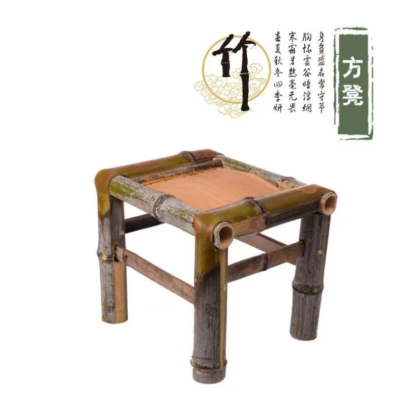 Leisure Bamboo Chair Back Home Stool Balcony Bay Window Square Dance Props Bench Short |