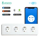 Настенная розетка стандарта ЕС BSEED с Wi-Fi, 4-канальная розетка, 16 А, 110-250 В, белая, черная, золотая, прозрачная стеклянная панель, поддержка приложения Smart Life