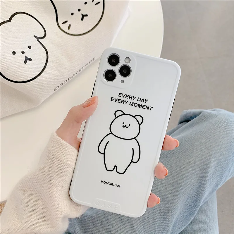 Мягкий чехол с мультипликационным медведем собакой для ip X XR XS Max Обложка