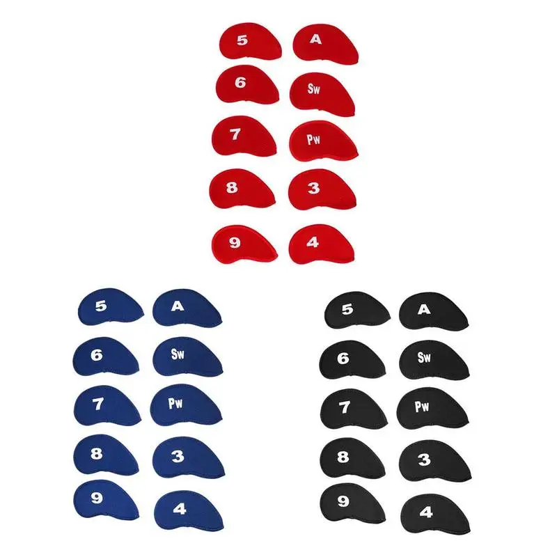

10Pcs/set Golf Iron Covers Iron Golf Club Protective Black/Red/Blue Iron Golf Club Accessories Protector Golf G3N7