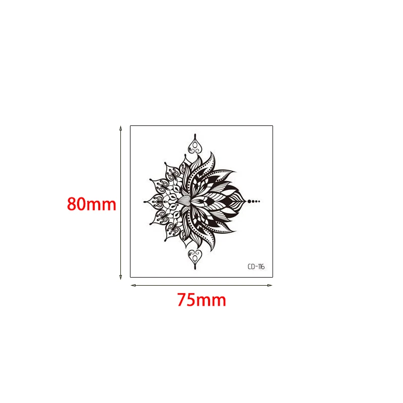 Искусственная черная маленькая хна цветок лотоса временная водостойкая