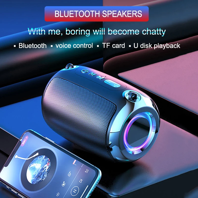 2021 LED High Power Waterproof Upgrade Bluetooth Speaker Portable Column Super Bass Stereo For Outdoor Speaker With FM Radio USB