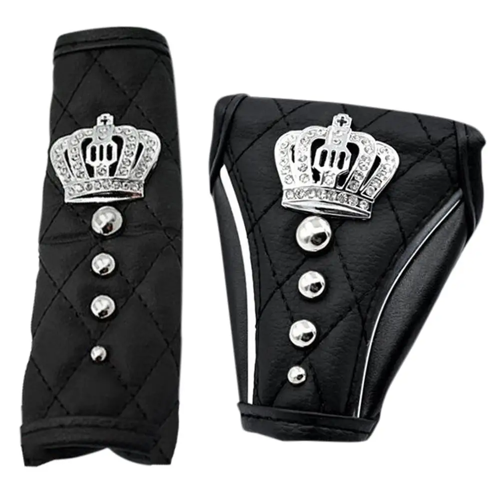 

Car Accessories Gear Shift Cover Diamond Crown Hand Brake Cover Block Manual Automatic Gear Cover Protective Case Car Interior