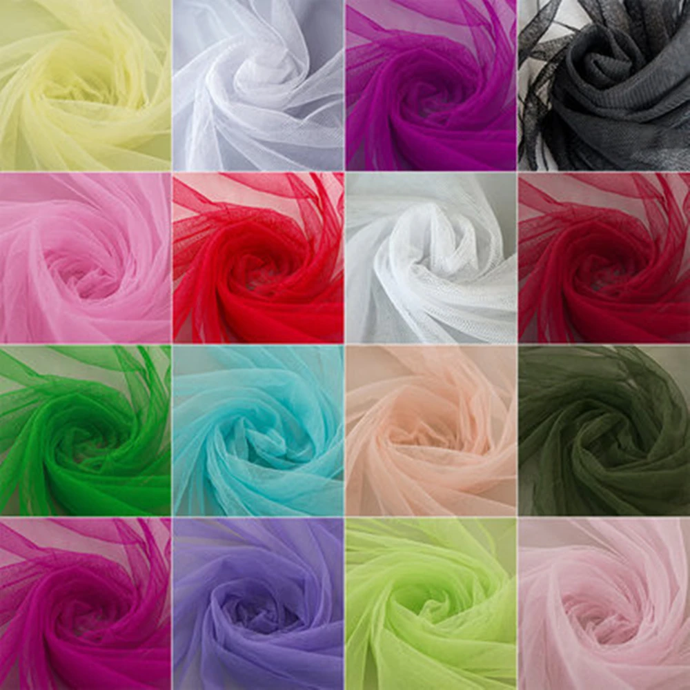 40 Colors Fresh Tulle Net Fabric Soft Dress Decoration Skirt Hemline Cloth Veil Headdress Designer DIY Fabric Materials