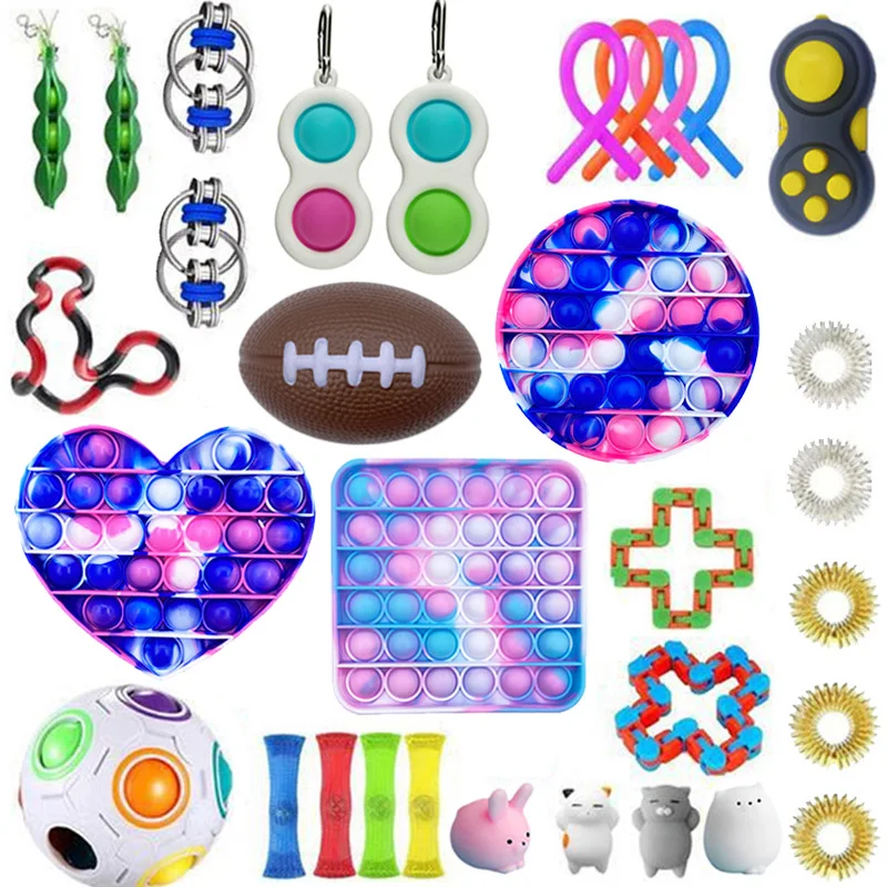 Набор игрушек Fidget антистрессовая коробка струны мраморный рельеф подарок