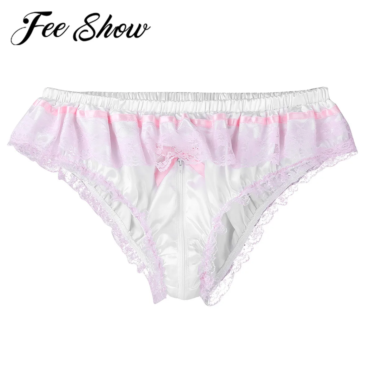 FEESHOW мужское нижнее белье трусы бикини мужские с поясом на молнии промежностью