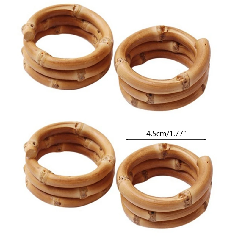 Набор из 4 колец для салфеток ручной работы бамбука | Дом и сад