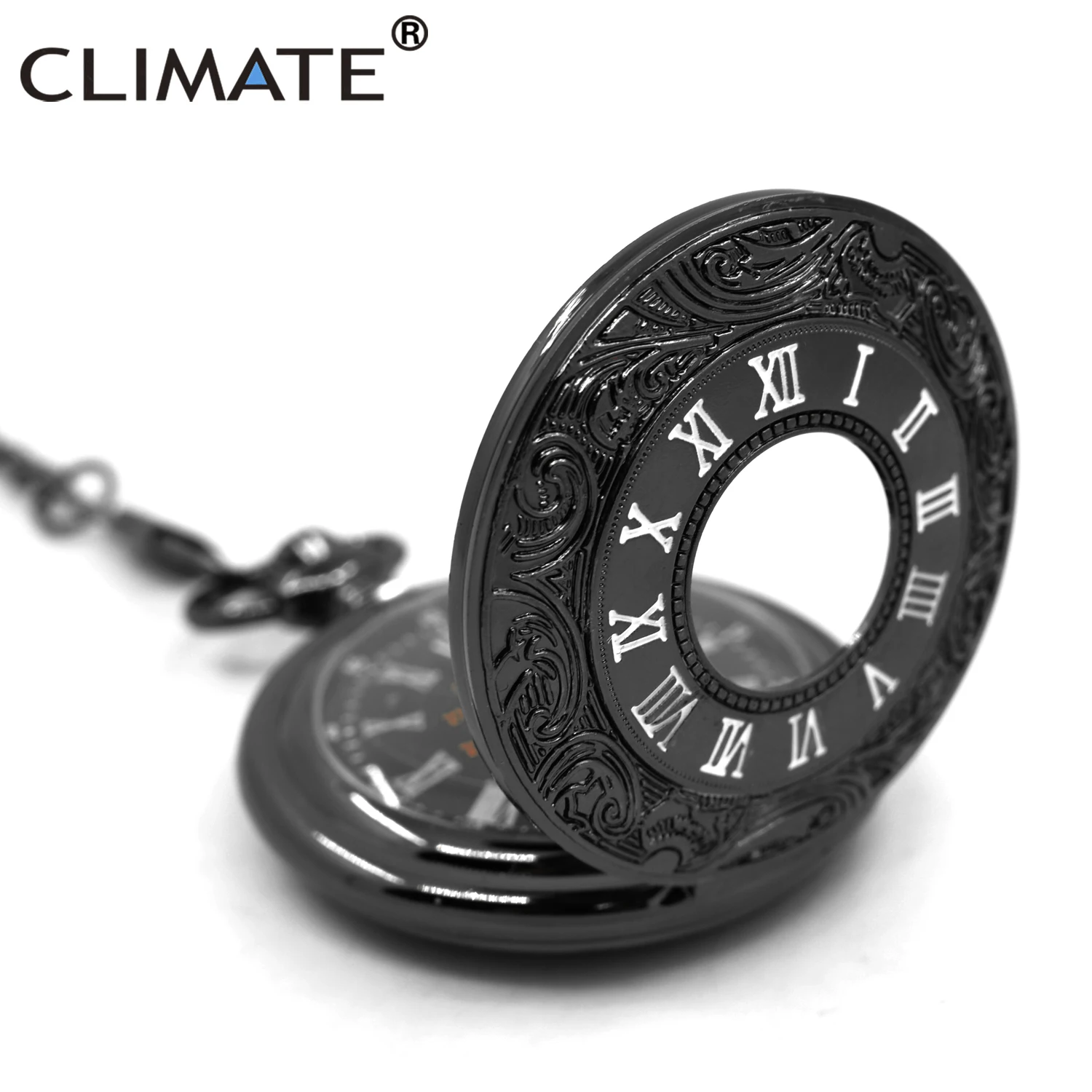 Римский номер черные карманные часы ретро мужские винтажные тиснение Круглый