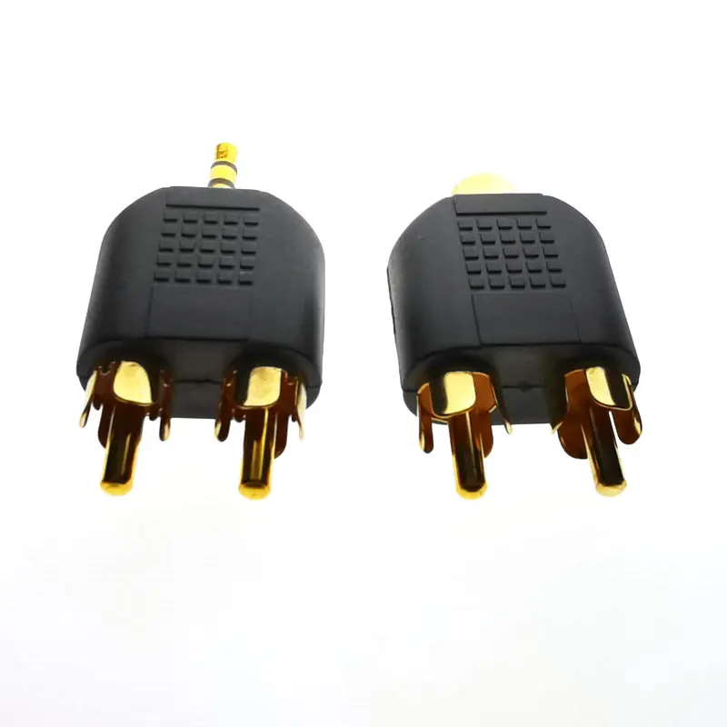 1 шт. Новый позолоченный штекер 24K 3 5 мм на 2 RCA разъема для AV Audio | Электронные