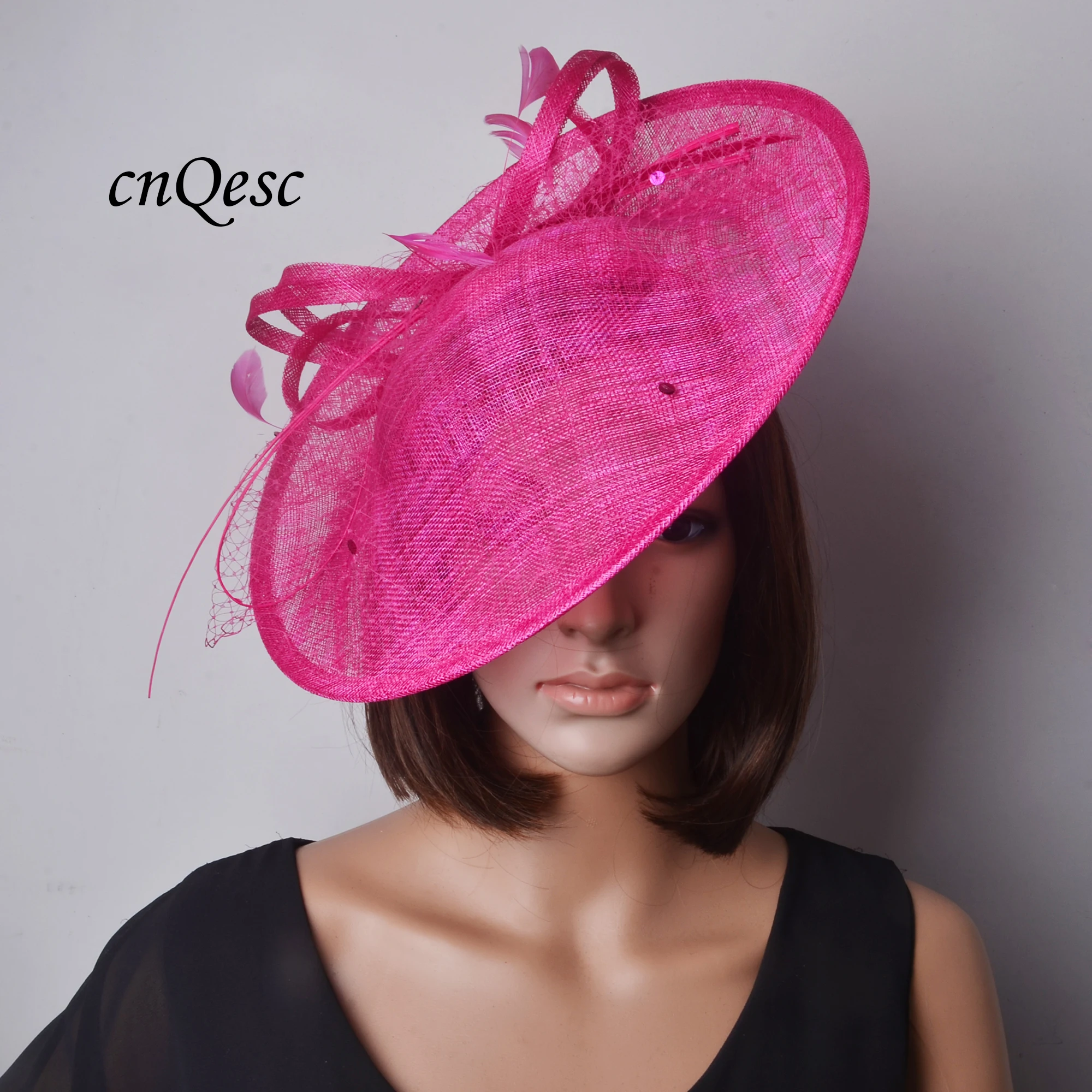 Новая темно-синяя искусственная шляпа вуалетка с перьями ветки блестки для гонок