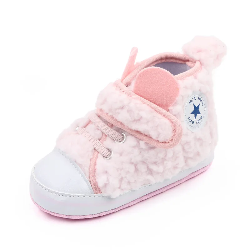 

New Autumn and Winter 0-1 Year Old Girls Shoes Boys Suede Canvas Shoes Indoor Toddler Crib Shoes Wholesale Fleece First Walkers