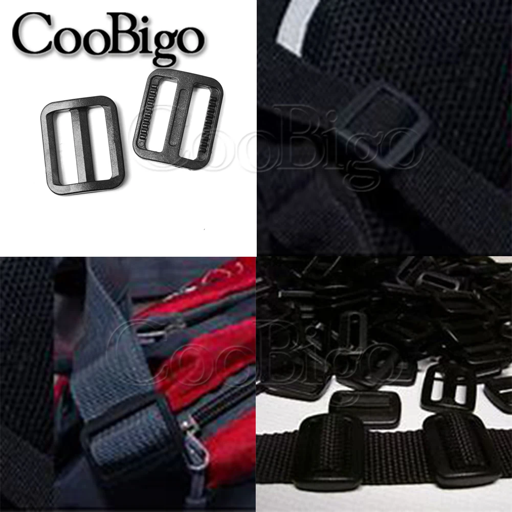 50 шт. трехскользящая Регулируемая пряжка 25 мм черный пластиковый для собак