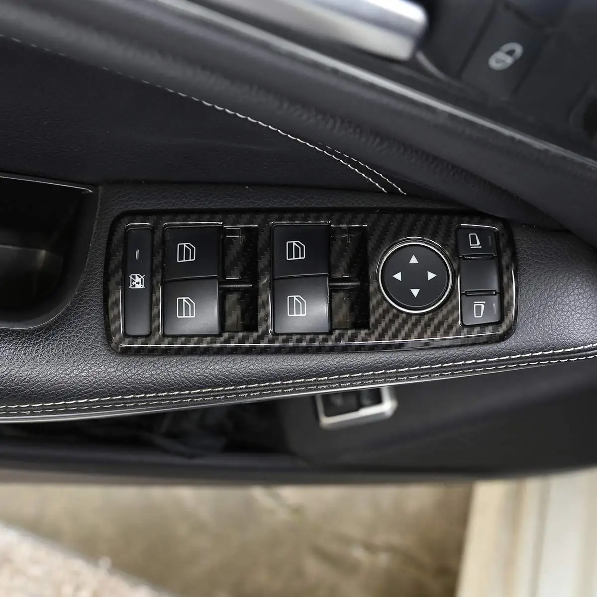 

ABS Carbon Fiber Style Window Lift Switch Button Cover Trim for Mercedes Benz SLK/GLK/G500 /A/B/CLA/C W204/GLA/ML/E W212/GLE