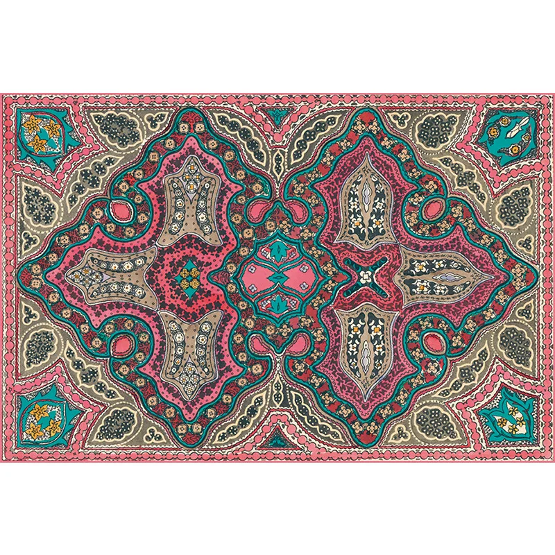 

2020 New Arrival Enthnic Style Persian Carpet Floor Mats Livingroom Coffee Table Flower Pattern Print Colorful Decoration Carpet