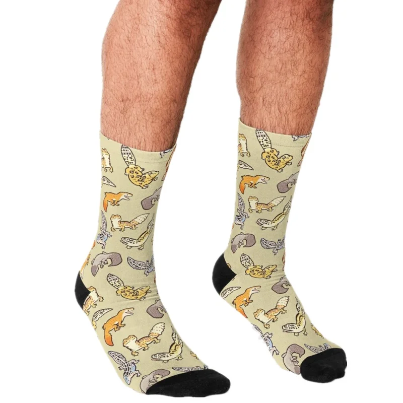 

2021 Funny Socks Men harajuku chub gecko babies Printed Happy hip hop Men Socks Novelty Skateboard Crew Casual Crazy Socks