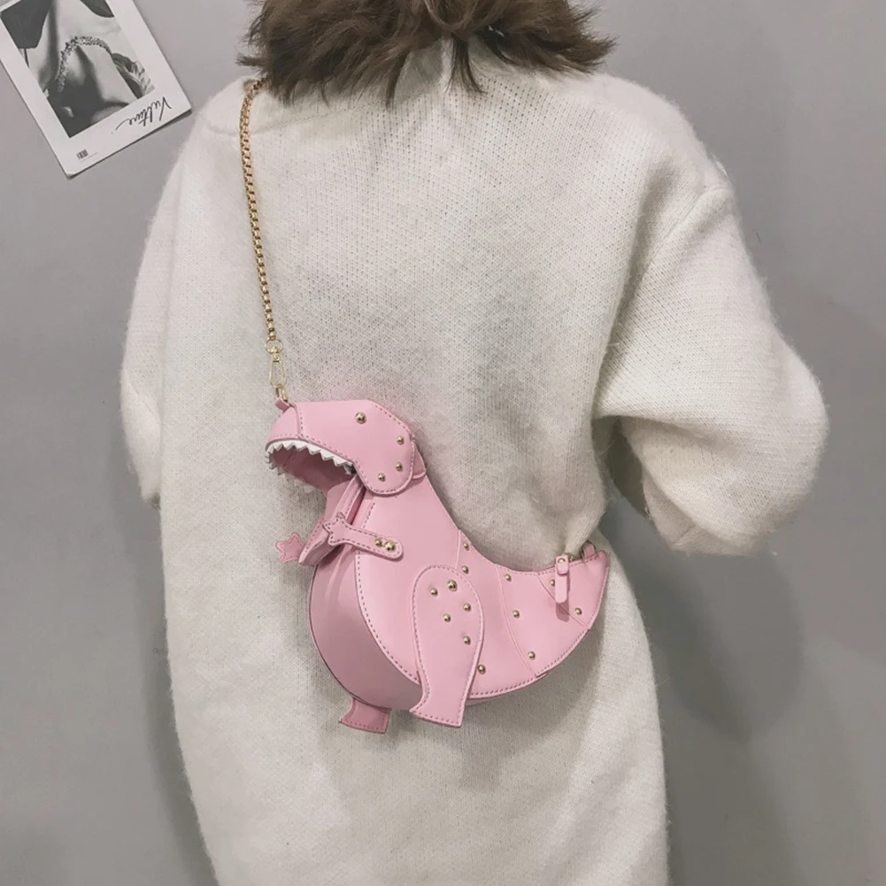 

Cartoon Dinosaur Shoulder Bag Casual Rivet Leather Crossbody Bags 2022 Women's Brand New Designer Cute Shopper bag Purse Handbag