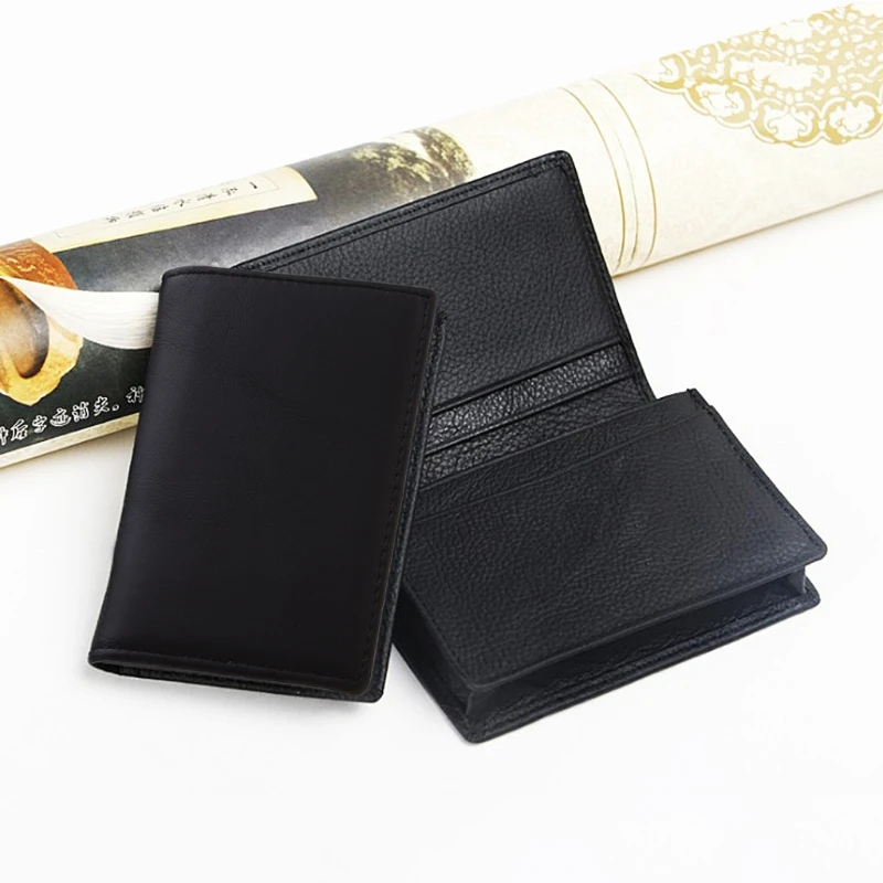 

THINKTHENDO New Men Black Leather Credit Card ID Business Cards Holder Wallet Case Expandable Black Leather Card Holders