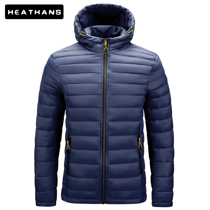 

Cotton Parkas Jacket Men's Autumn Winter Warm New Style Casual Hooded Parka Jackets Top Male Thin Zipper Solid Color Simple Coat