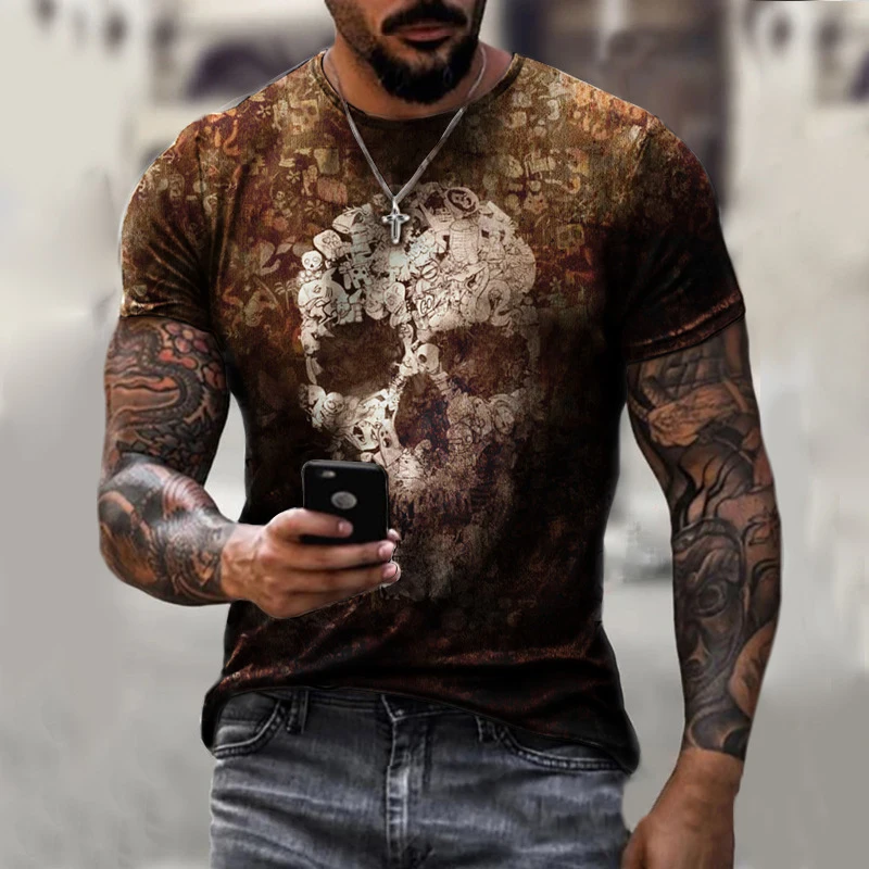 

Summer Popular Ace of Spades Skull Print shirt Men's sports and leisure travel breathable quick-drying T-shirt Streetwear tops