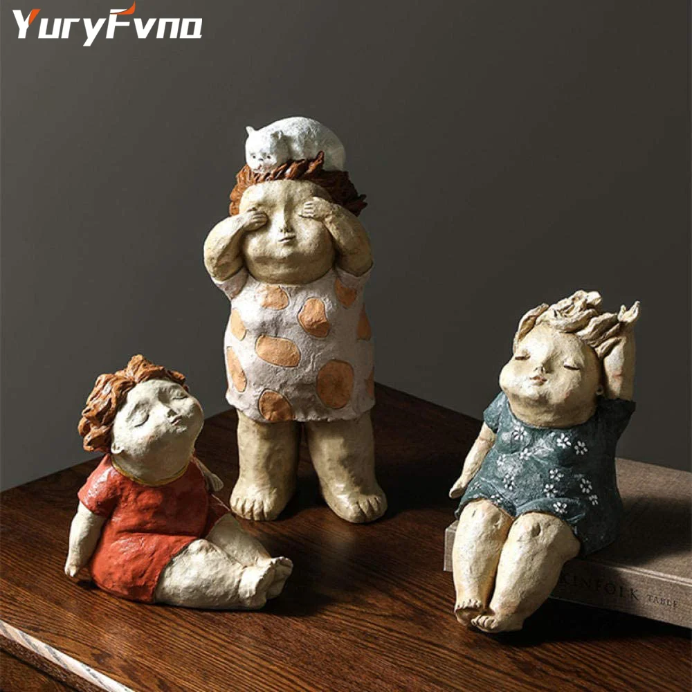 

YuryFvna Creative Resin Beautiful Fat Girl Doll Figure Art Figurine Sculpture Ornaments Desktop Crafts Art Decoration Statuettes