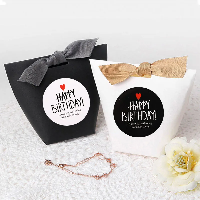 5 шт Круглые Винтаж Этикетка из крафт-бумаги Стикеры &quotСпасибо Happy Birthday&quot торт