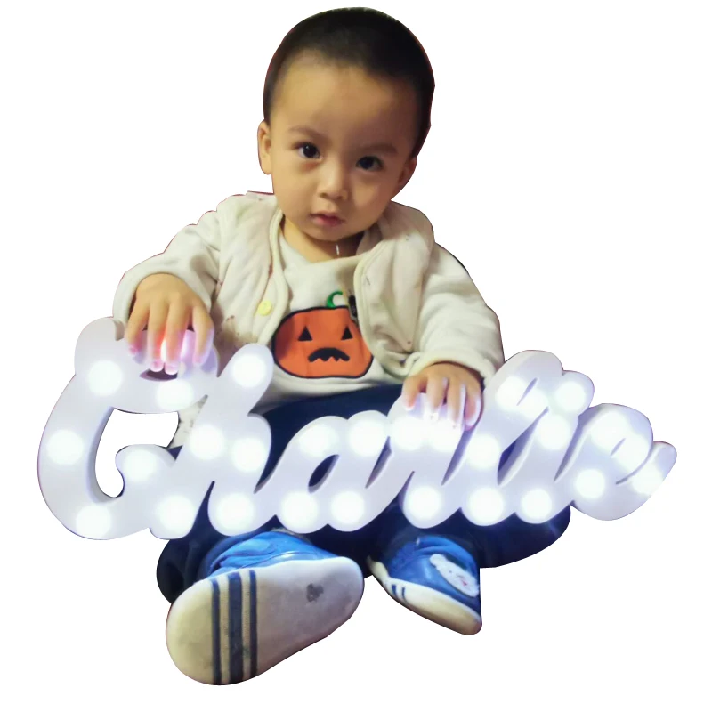 Белый светодиодный ночсветильник с именем и логотипом лампа буквами настенная