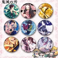 58mm demon slayer kimetsu no yaiba anime tinplate nezuko tanjirou zenitsu badge ornament backpacks bag badges button brooch pins