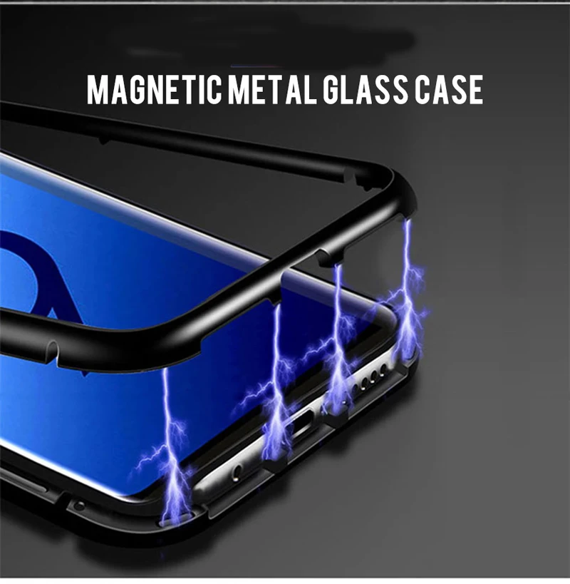 Металлический магнитный адсорбционный стеклянный чехол для samsung Galaxy S10 S9 S8 Plus S10E S7