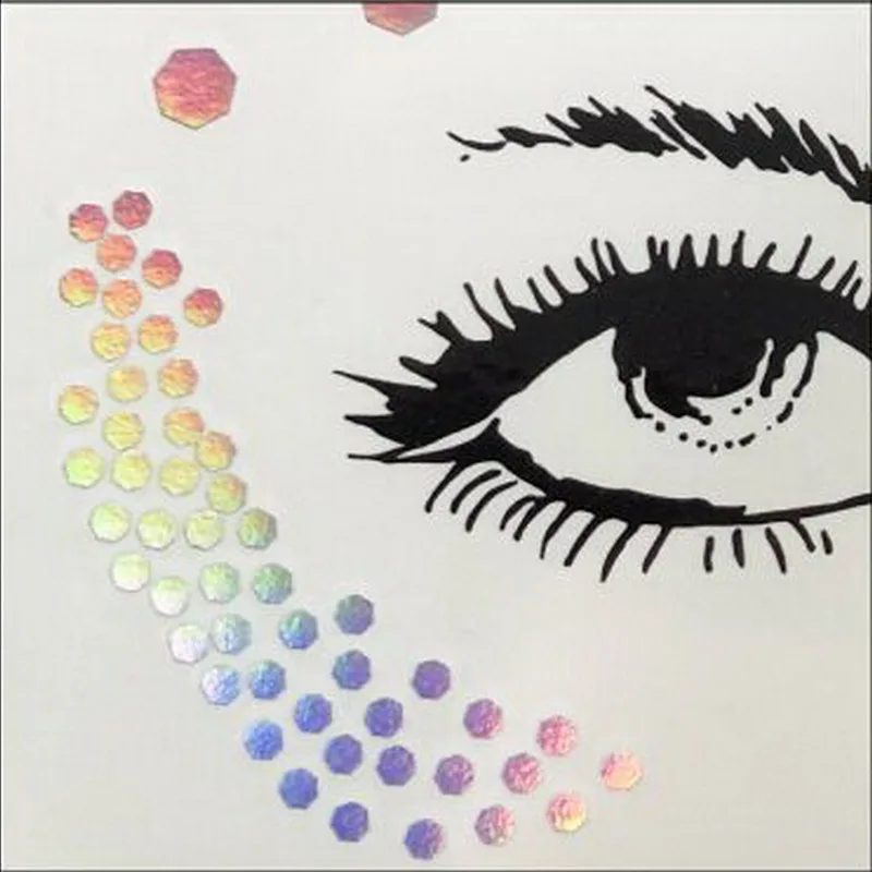 Горячие радужные цветные лазерные серебряные веснушки флэш тату наклейки для