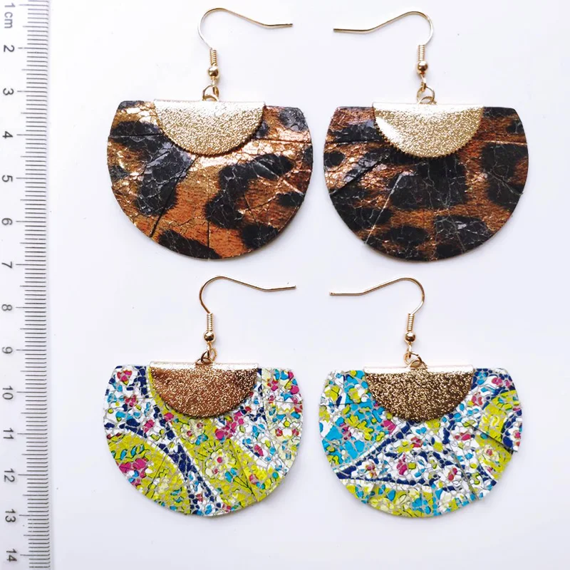 Женские кожаные серьги Cpop в форме полумесяца Винтажные из воловьей кожи с