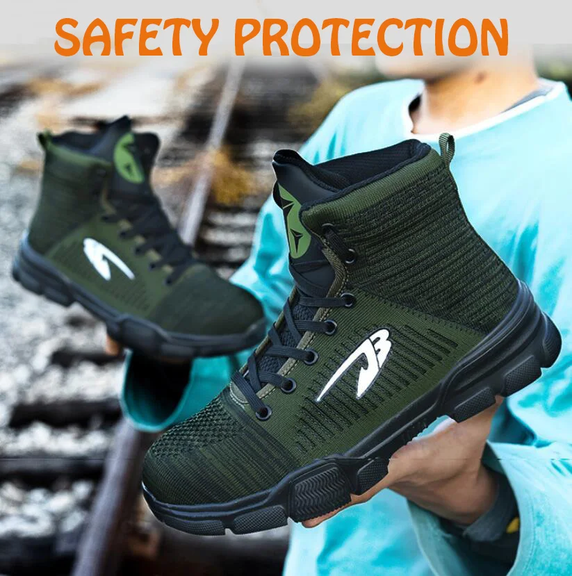 Рабочая обувь, Мужская защитная обувь со стальным носком, устойчивая к царапинам, легкие дышащие защитные ботинки от AliExpress RU&CIS NEW