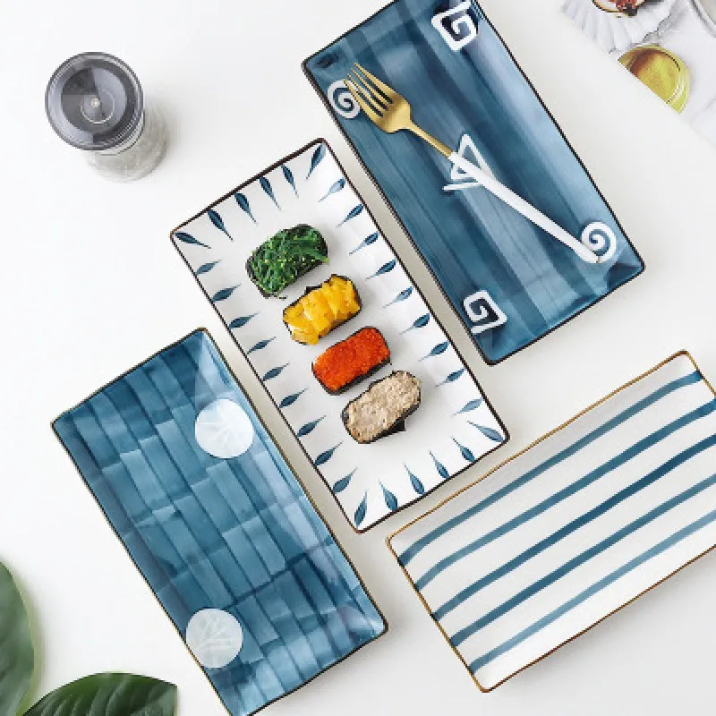 Креативная японская керамическая тарелка ручной росписи для стейка блюдо в