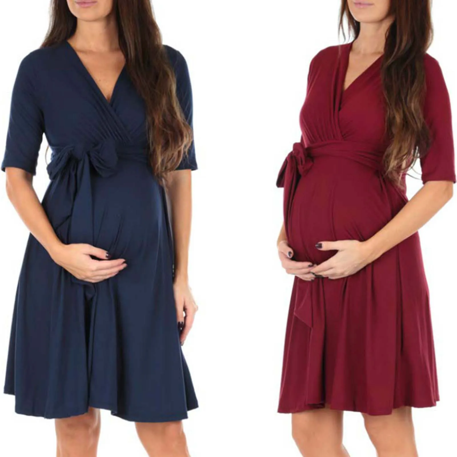 

Pregnant Women Clothes Pure Color Breastfeeding Dress Maternity Dress vestidos lactancia de verano pregnancy dress maternity