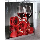 Новинка, красивая романтичная занавеска для душа с 3D Цифровым принтом в виде красного вина и розы, коврик для ванной, подушка для туалета