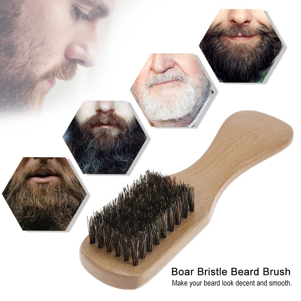 

Men Wood Handle Facial Hair Beard Brush Male Message Shaving Brushes Mustache Comb Beauty Tool Hair Beard Care Styling Tool