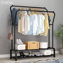 Coat Rack Clothes Hanger Floor Standing Clothes Hanging Wardrobe Drying Clothes Rack Storage Simple Furniture Mobile Cloth Rail