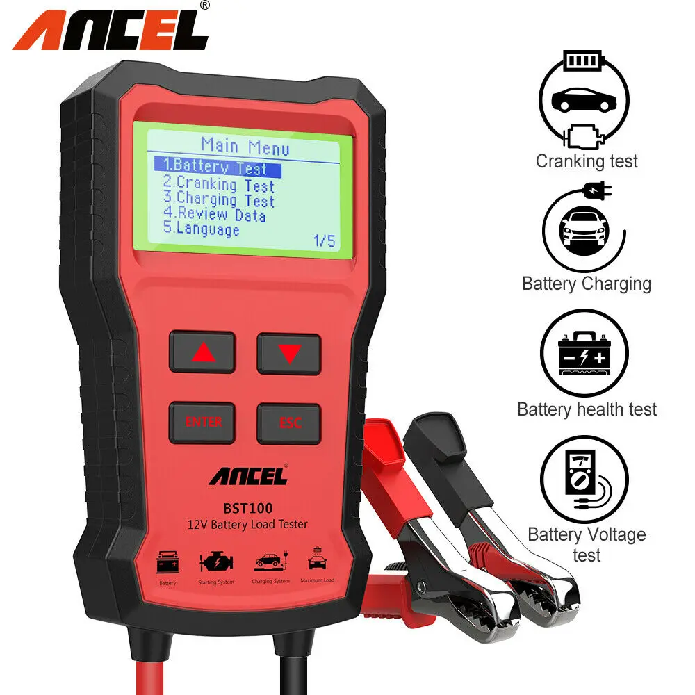 ANCEL BST100 тестер автомобильного аккумулятора 12 В Cranking тест зарядки OBD2 диагностические инструменты автомобиля 2000CCA BCI CCA анализатор батареи PK KW600